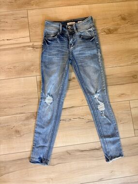 KanCan Mid Rise Ankle Skinny Distressed Jeans